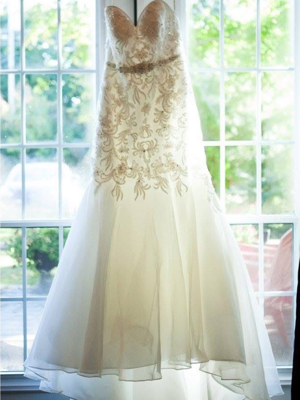 Strapless Ivory Embroidered Tulle Dress